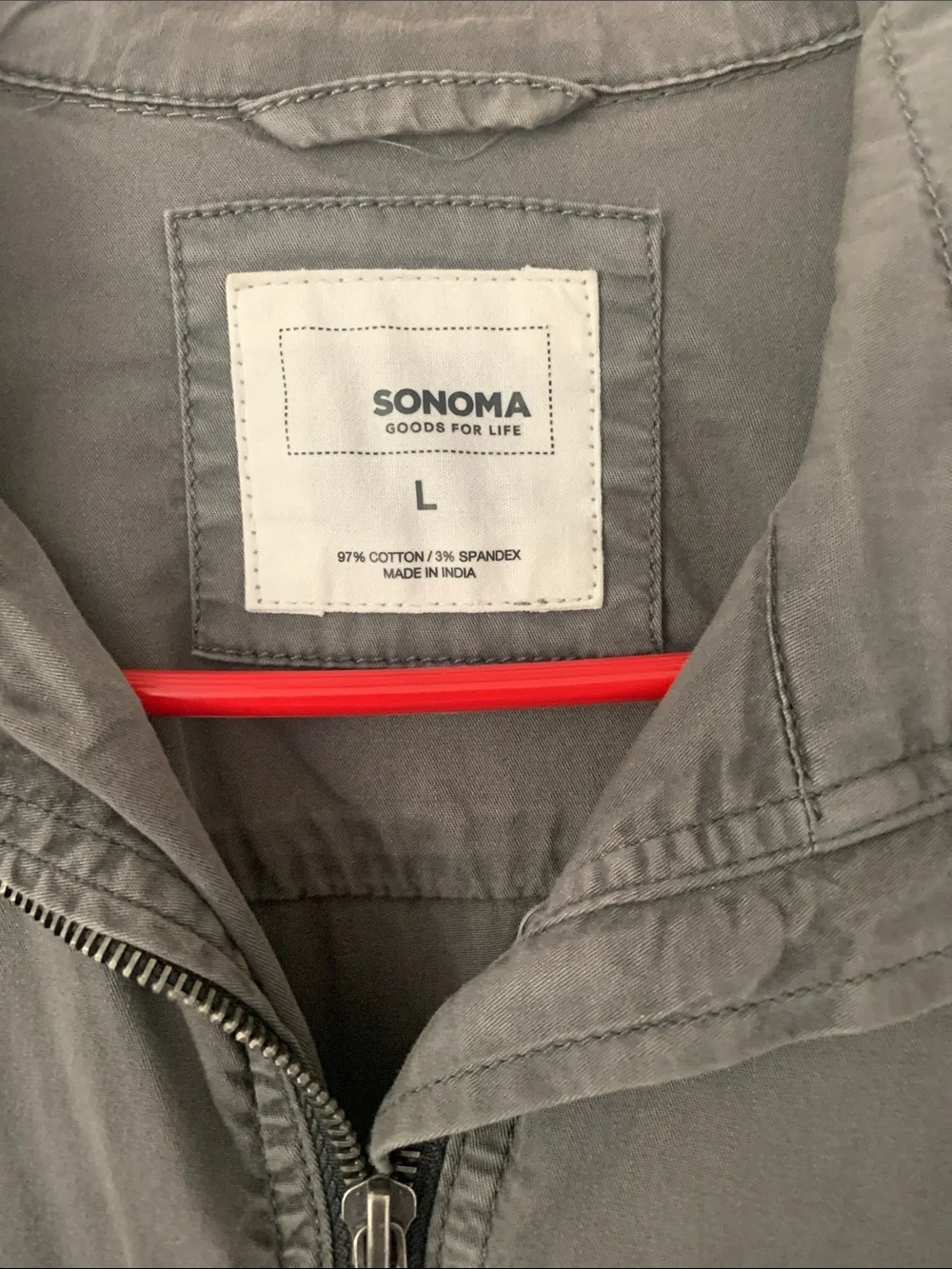 Sonoma Gray Military-Style Zip Jacket Size Large